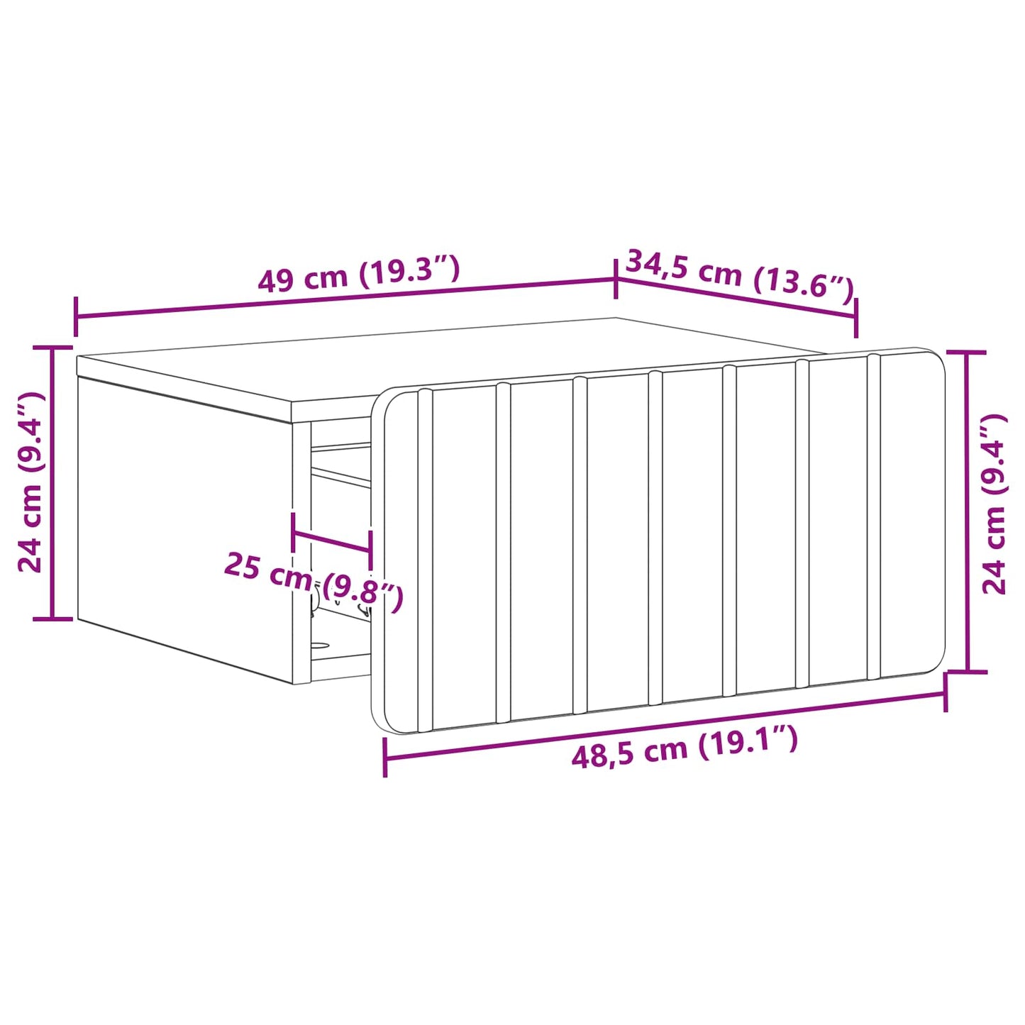 vidaXL Wall-Mounted Bedside Cabinet 2 pcs White 49 x 34.5 x 24 cm