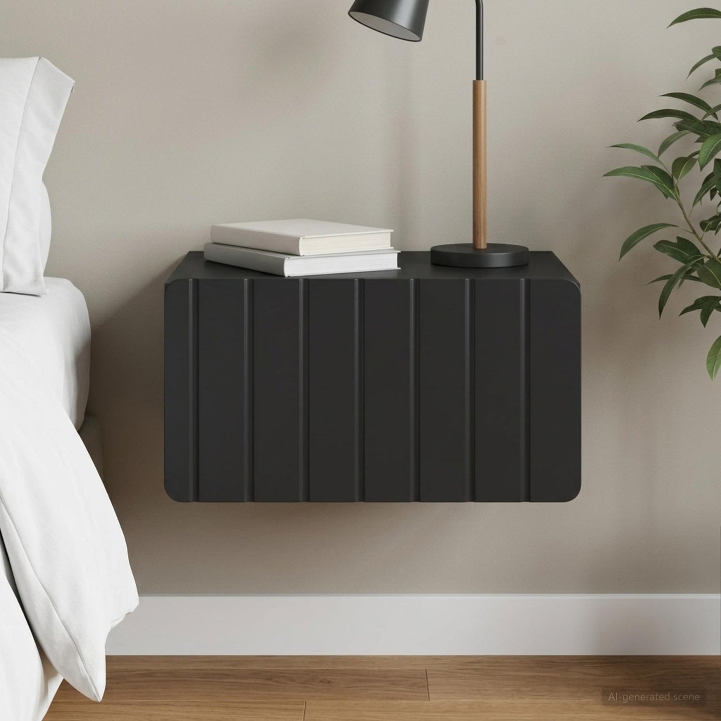 vidaXL Wall-Mounted Bedside Cabinet Black 49 x 34.5 x 24 cm