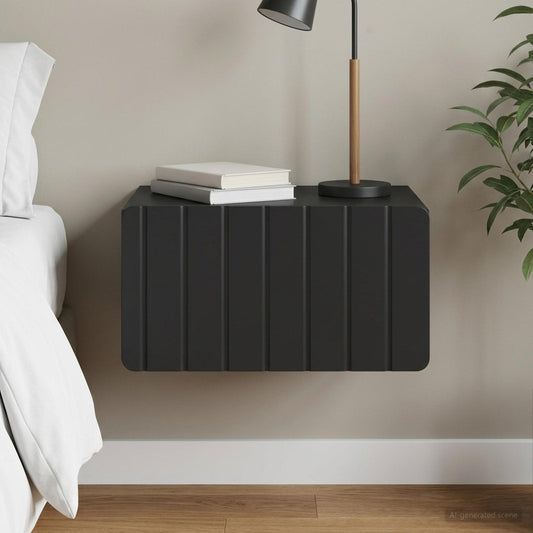 vidaXL Wall-Mounted Bedside Cabinet Black 49 x 34.5 x 24 cm