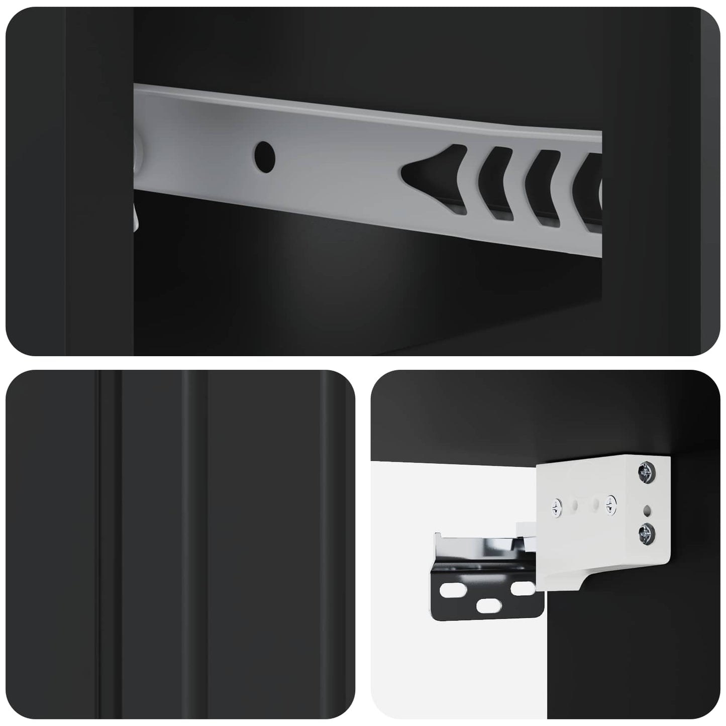 vidaXL Wall-Mounted Bedside Cabinet 2 pcs Black 49 x 34.5 x 24 cm