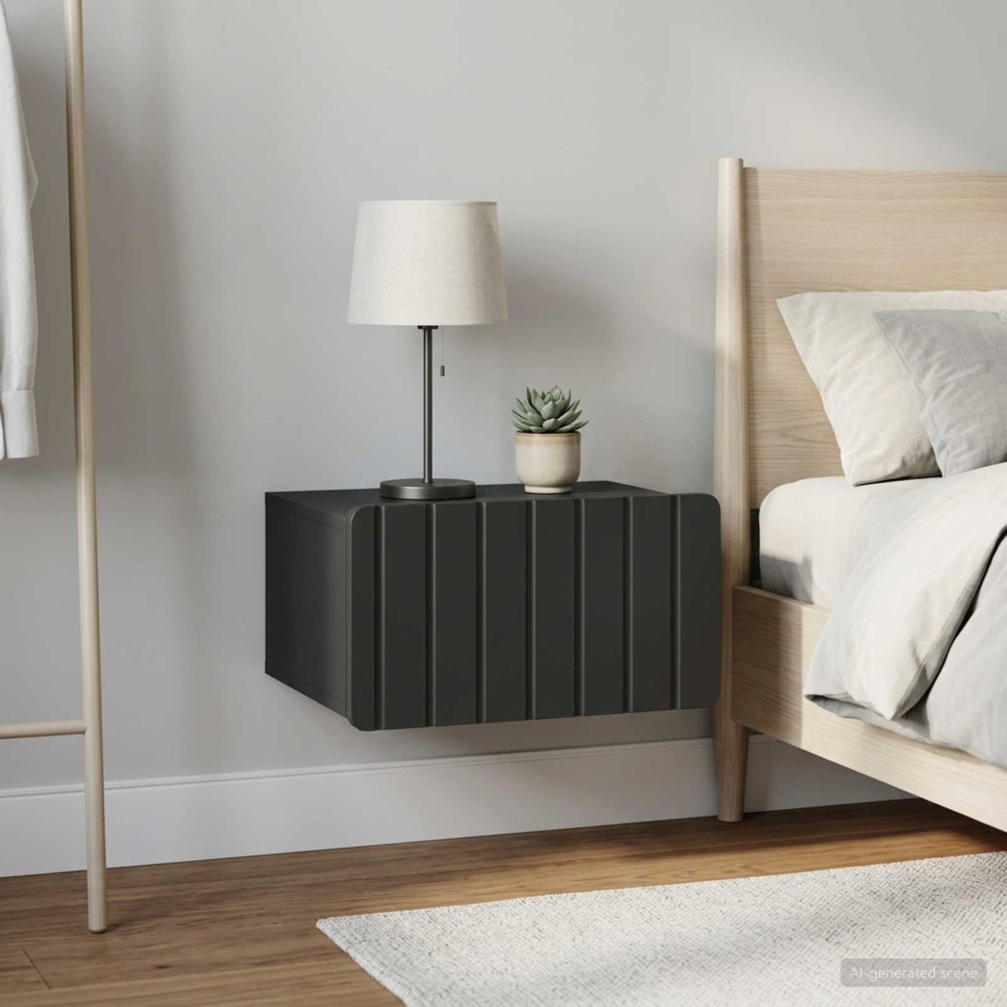 vidaXL Wall-Mounted Bedside Cabinet 2 pcs Black 49 x 34.5 x 24 cm