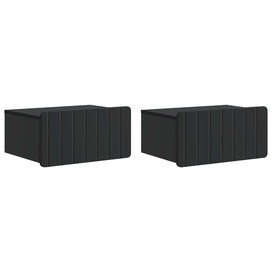 vidaXL Wall-Mounted Bedside Cabinet 2 pcs Black 49 x 34.5 x 24 cm