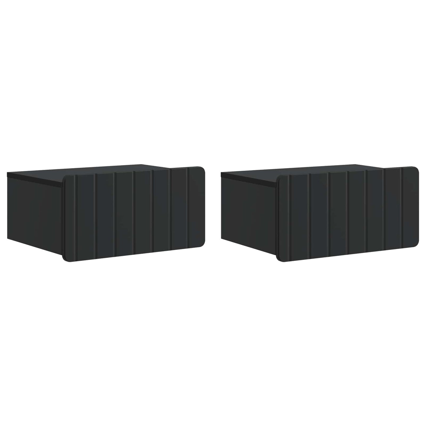 vidaXL Wall-Mounted Bedside Cabinet 2 pcs Black 49 x 34.5 x 24 cm