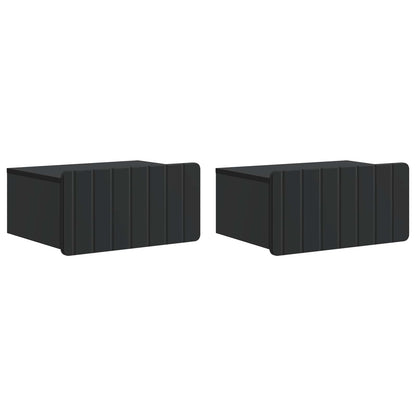vidaXL Wall-Mounted Bedside Cabinet 2 pcs Black 49 x 34.5 x 24 cm