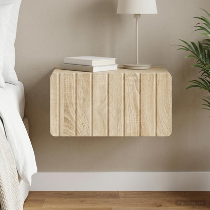 vidaXL Wall-Mounted Bedside Cabinet Sonoma Oak 49 x 34.5 x 24 cm