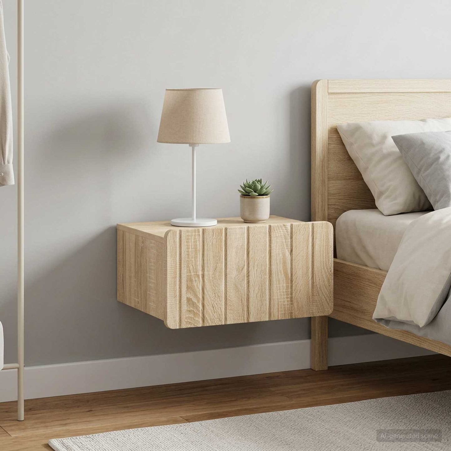 vidaXL Wall-Mounted Bedside Cabinet 2 pcs Sonoma Oak 49 x 34.5 x 24 cm