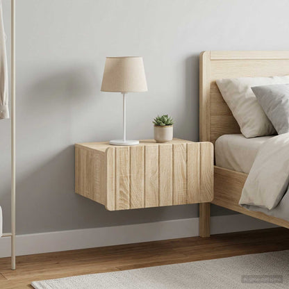 vidaXL Wall-Mounted Bedside Cabinet 2 pcs Sonoma Oak 49 x 34.5 x 24 cm