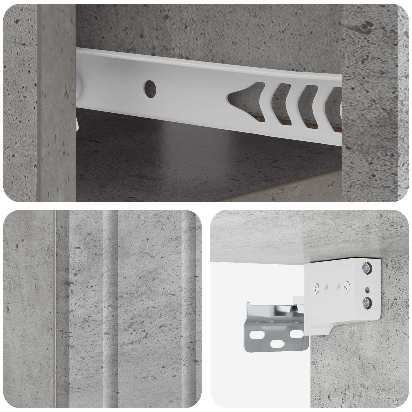 vidaXL Wall-Mounted Bedside Cabinet Concrete Grey 49 x 34.5 x 24 cm