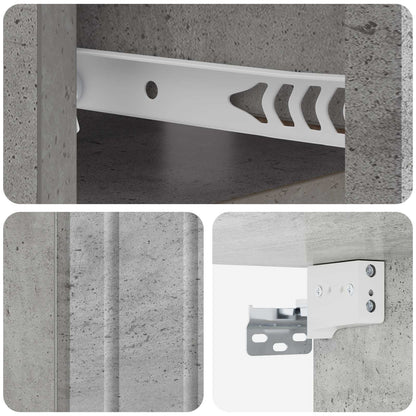 vidaXL Wall-Mounted Bedside Cabinet Concrete Grey 49 x 34.5 x 24 cm