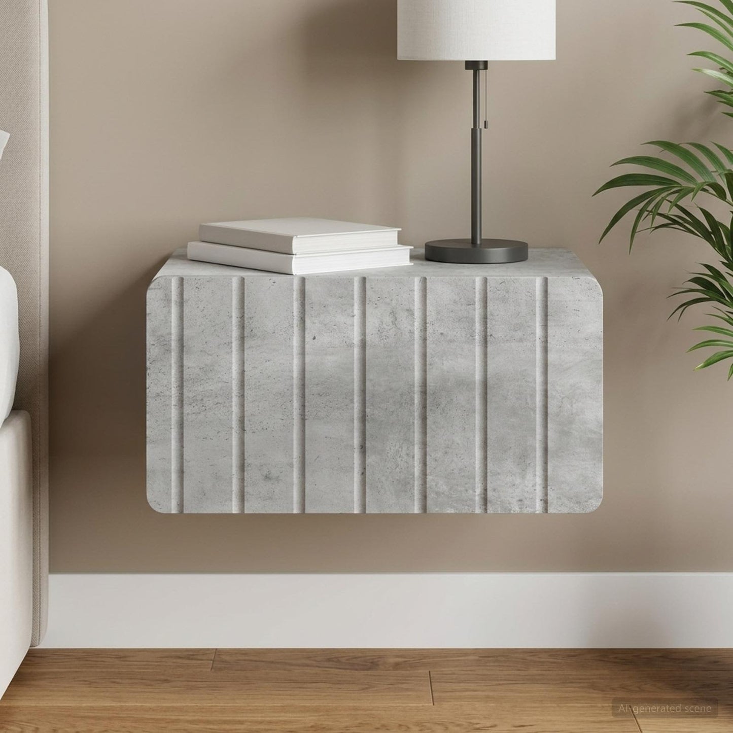 vidaXL Wall-Mounted Bedside Cabinet Concrete Grey 49 x 34.5 x 24 cm