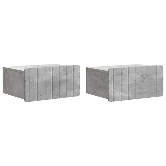 vidaXL Wall-Mounted Bedside Cabinet with Drawer 2 pcs Concrete Grey
