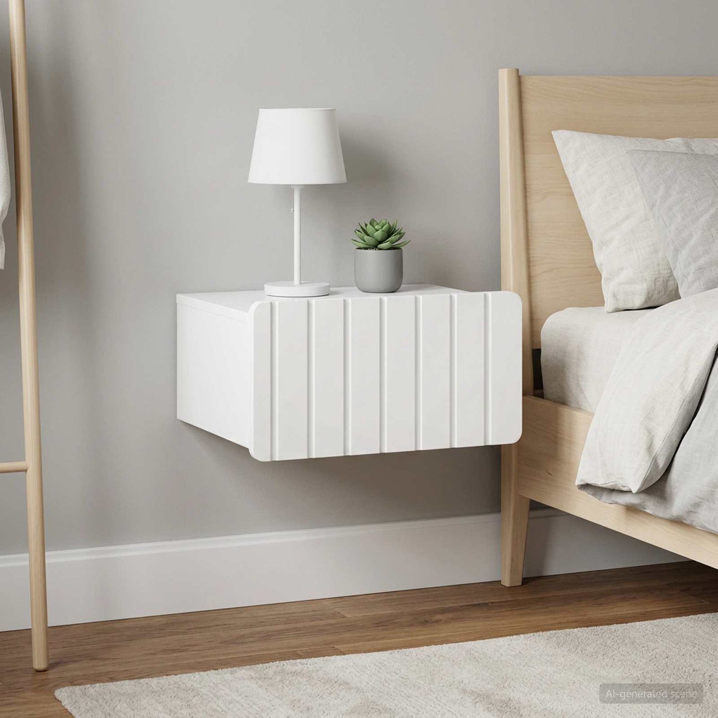 vidaXL Wall-Mounted Bedside Cabinet with Drawer 2 pcs High Gloss White