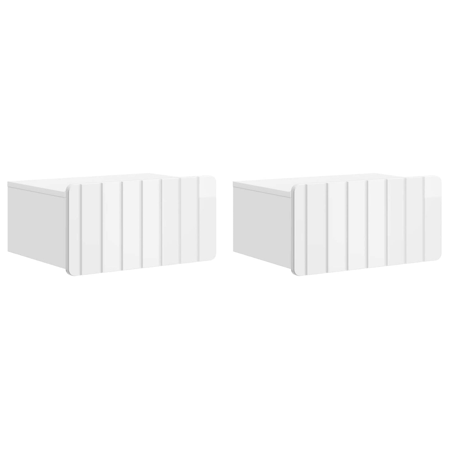 vidaXL Wall-Mounted Bedside Cabinet with Drawer 2 pcs High Gloss White
