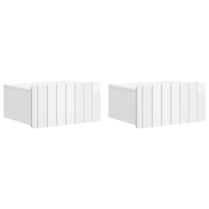 vidaXL Wall-Mounted Bedside Cabinet with Drawer 2 pcs High Gloss White