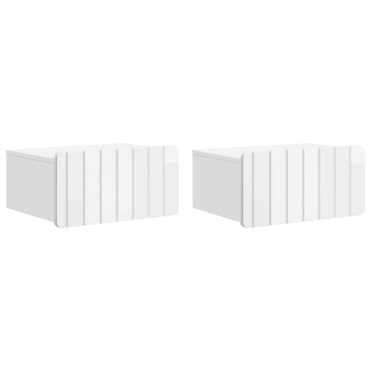vidaXL Wall-Mounted Bedside Cabinet with Drawer 2 pcs High Gloss White