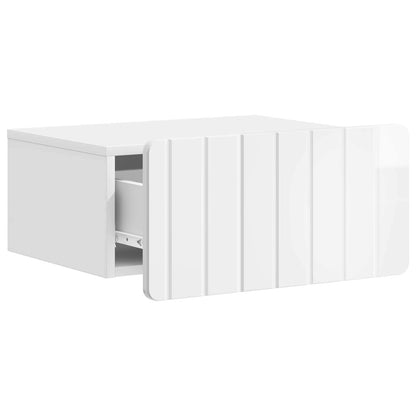 vidaXL Wall-Mounted Bedside Cabinet with Drawer 2 pcs High Gloss White