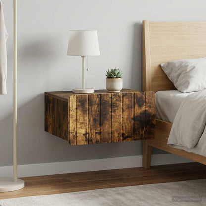 vidaXL Wall-Mounted Bedside Cabinet 2 pcs Smoked Oak 49 x 34.5 x 24 cm