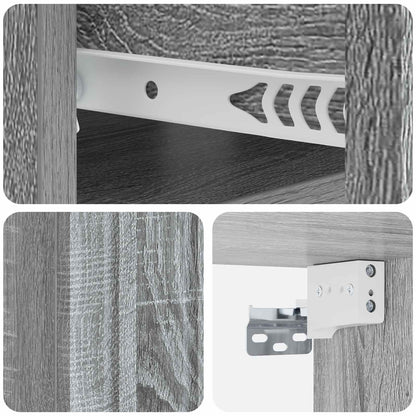 vidaXL Wall-Mounted Bedside Cabinet Grey Sonoma 49 x 34.5 x 24 cm