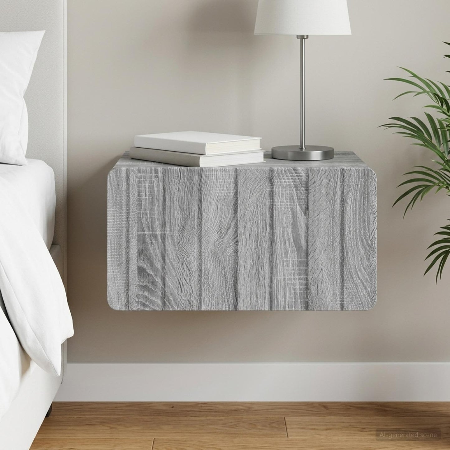vidaXL Wall-Mounted Bedside Cabinet Grey Sonoma 49 x 34.5 x 24 cm