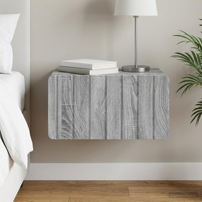 vidaXL Wall-Mounted Bedside Cabinet Grey Sonoma 49 x 34.5 x 24 cm
