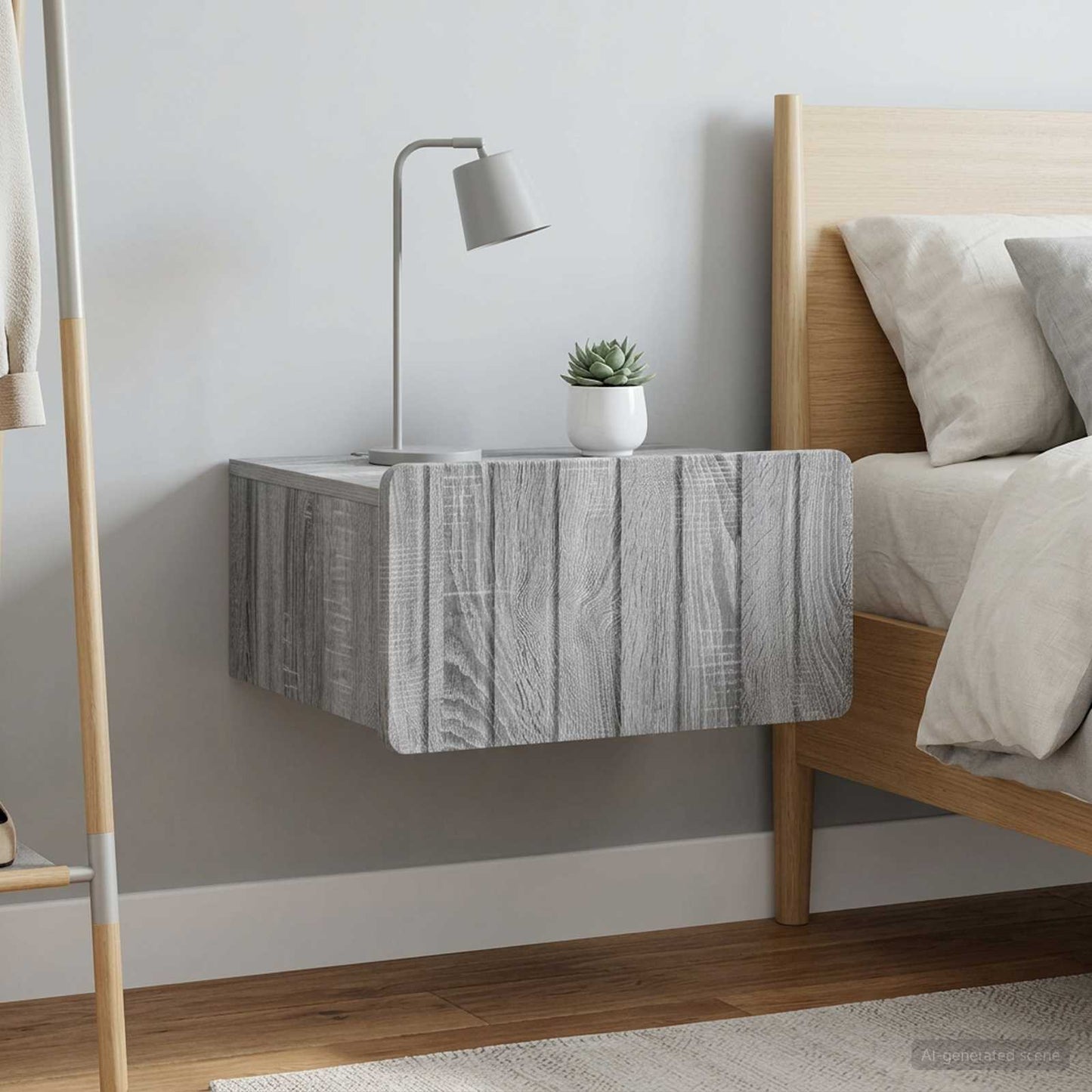 vidaXL Wall-Mounted Bedside Cabinet 2 pcs Grey Sonoma Engineered Wood