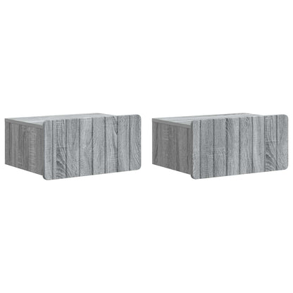 vidaXL Wall-Mounted Bedside Cabinet 2 pcs Grey Sonoma Engineered Wood