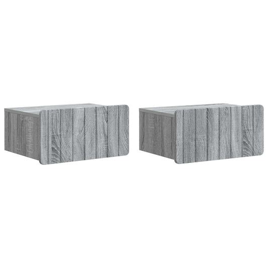 vidaXL Wall-Mounted Bedside Cabinet 2 pcs Grey Sonoma Engineered Wood
