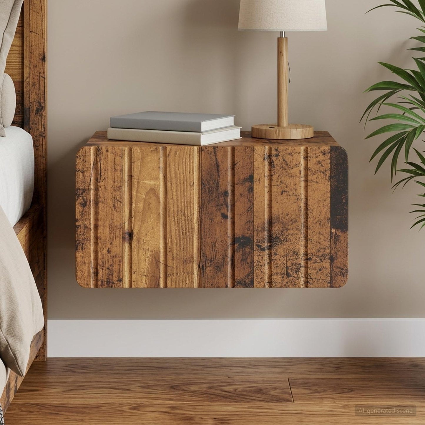 vidaXL Wall-Mounted Bedside Cabinet Old Wood 49 x 34.5 x 24 cm