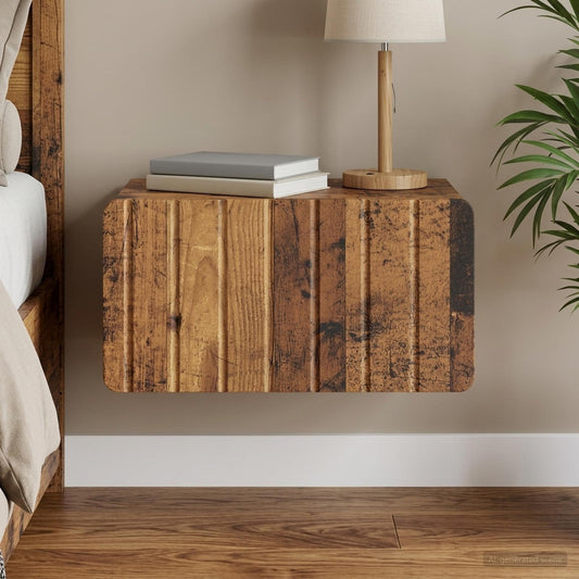 vidaXL Wall-Mounted Bedside Cabinet Old Wood 49 x 34.5 x 24 cm