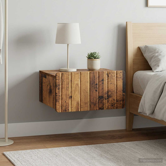 vidaXL Wall-Mounted Bedside Cabinet 2 pcs Old Wood 49 x 34.5 x 24 cm