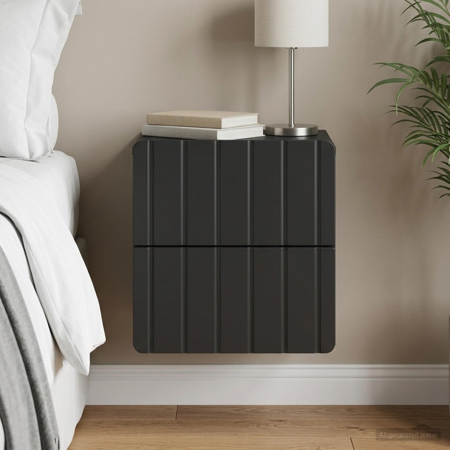 vidaXL Wall-Mounted Bedside Cabinet Black 33 x 34.5 x 43 cm