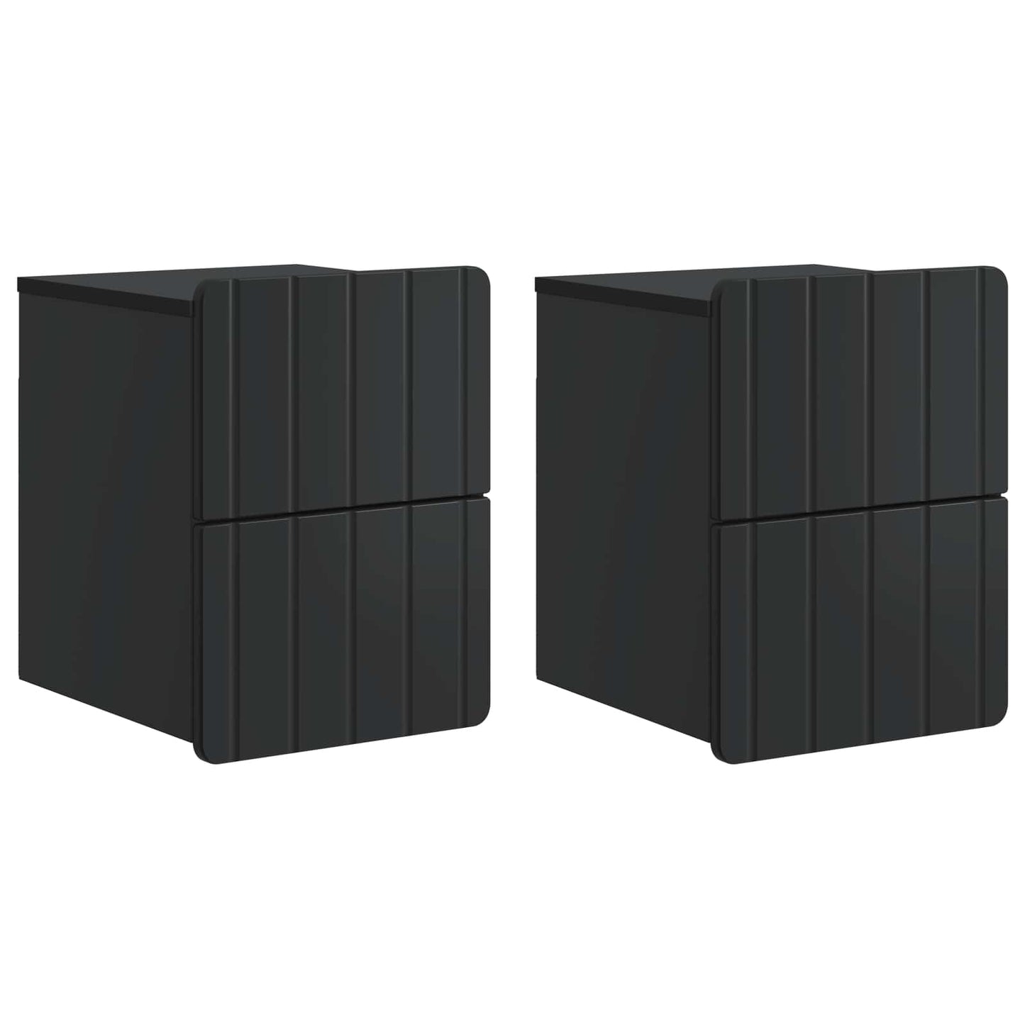 vidaXL Wall-Mounted Bedside Cabinet 2 pcs Black 33 x 34.5 x 43 cm