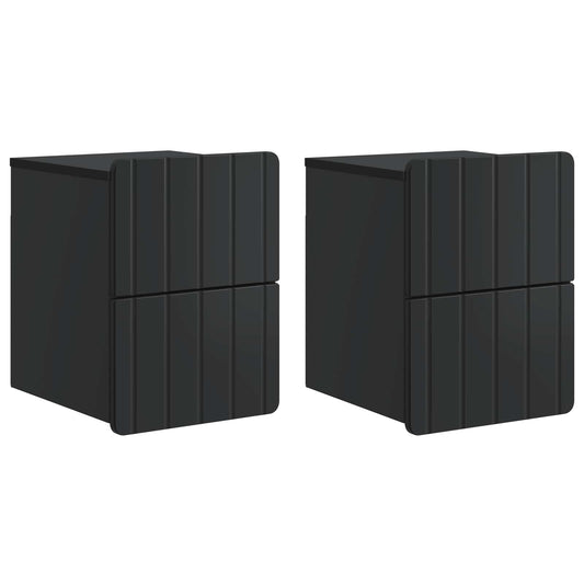 vidaXL Wall-Mounted Bedside Cabinet 2 pcs Black 33 x 34.5 x 43 cm