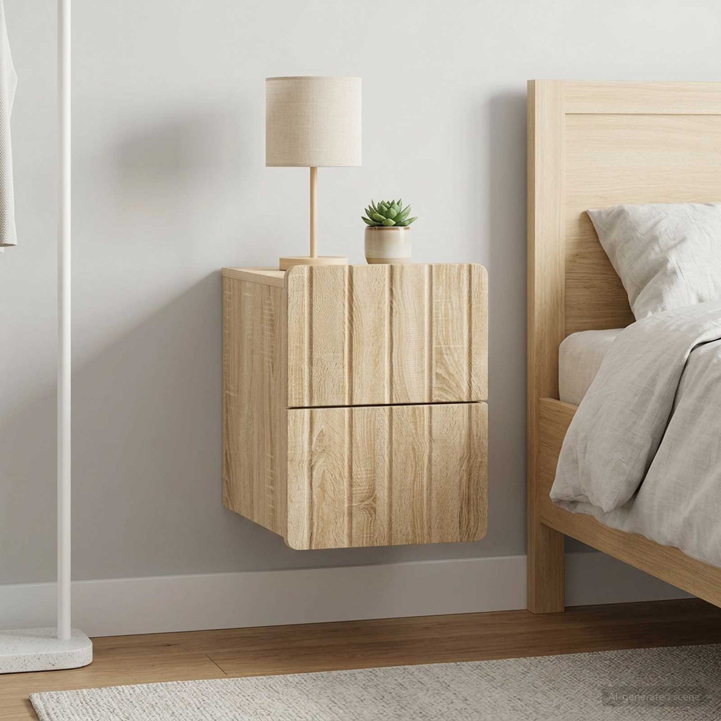vidaXL Wall-Mounted Bedside Cabinet 2 pcs Sonoma Oak 33 x 34.5 x 43 cm