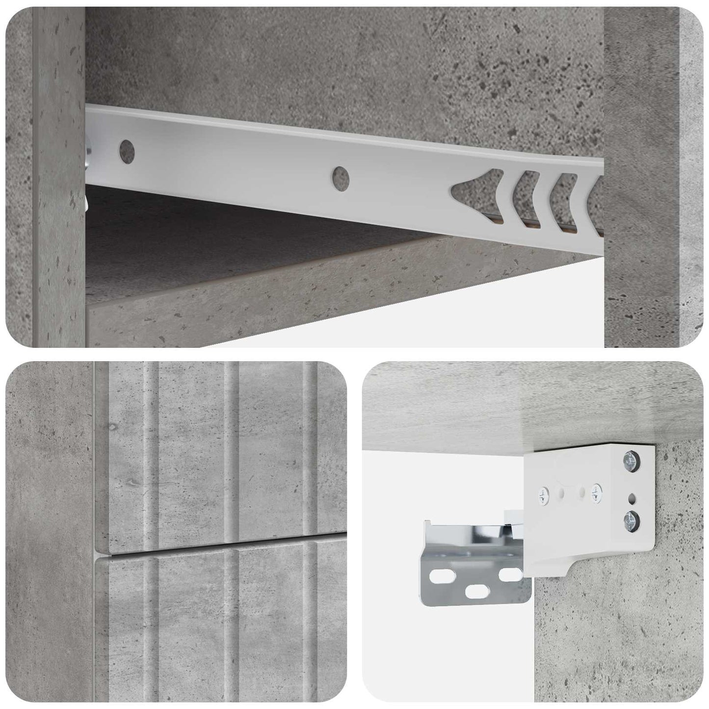 vidaXL Wall-Mounted Bedside Cabinet Concrete Grey 33 x 34.5 x 43 cm