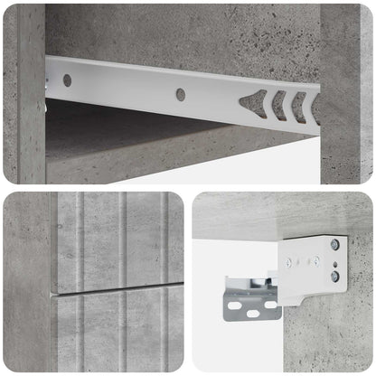 vidaXL Wall-Mounted Bedside Cabinet Concrete Grey 33 x 34.5 x 43 cm