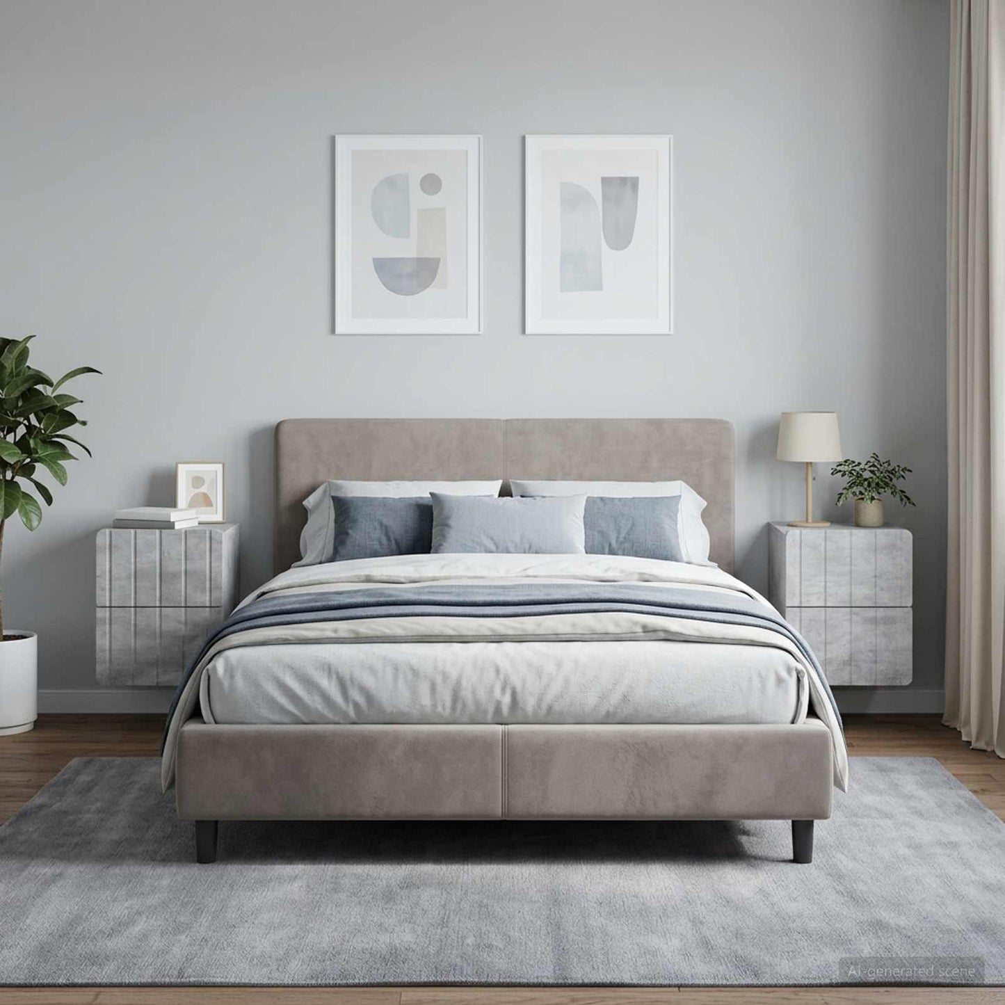 vidaXL Wall-Mounted Bedside Cabinet with Drawer 2 pcs Concrete Grey