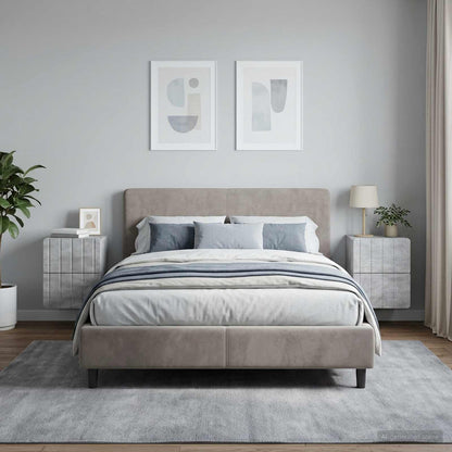 vidaXL Wall-Mounted Bedside Cabinet with Drawer 2 pcs Concrete Grey