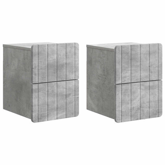 vidaXL Wall-Mounted Bedside Cabinet with Drawer 2 pcs Concrete Grey
