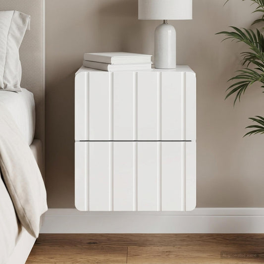 vidaXL Wall-Mounted Bedside Cabinet High Gloss White 33 x 34.5 x 43 cm