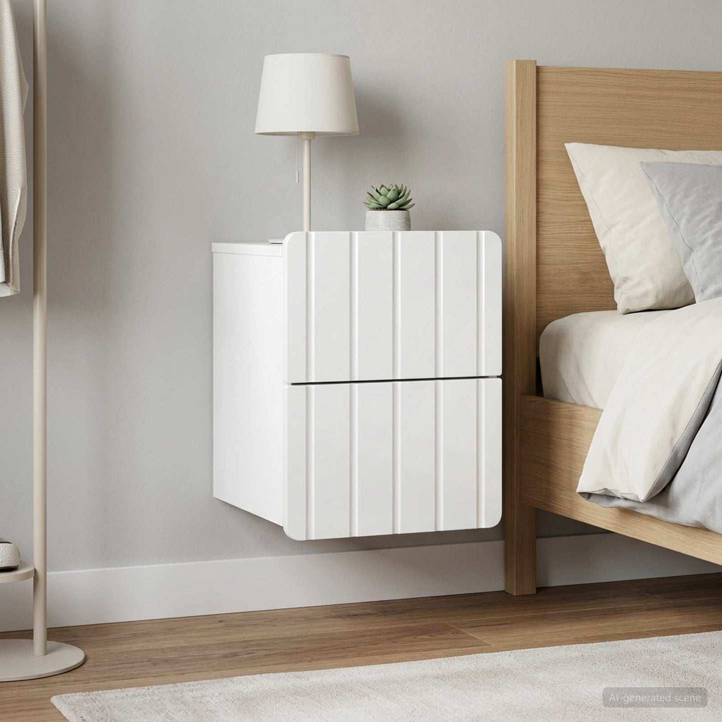 vidaXL Wall-Mounted Bedside Cabinet with Drawer 2 pcs High Gloss White