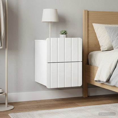 vidaXL Wall-Mounted Bedside Cabinet with Drawer 2 pcs High Gloss White