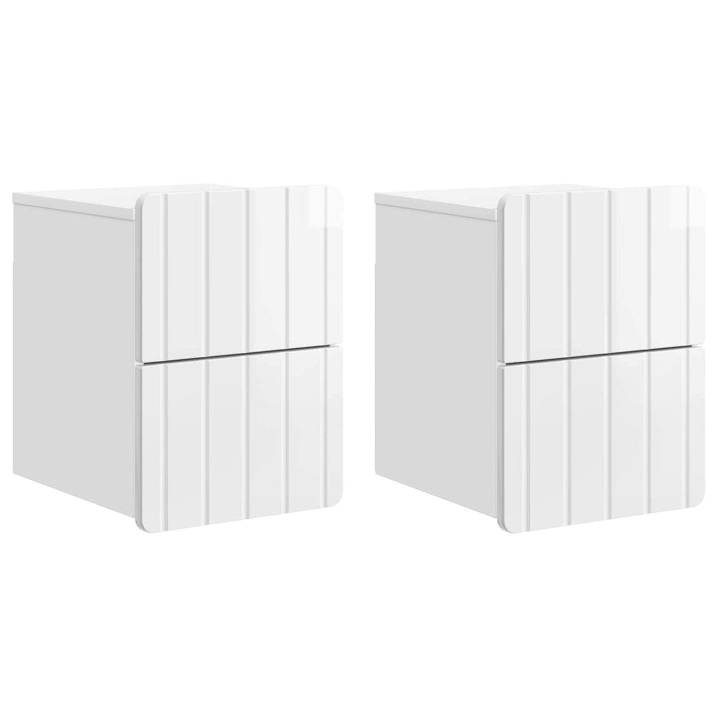 vidaXL Wall-Mounted Bedside Cabinet with Drawer 2 pcs High Gloss White