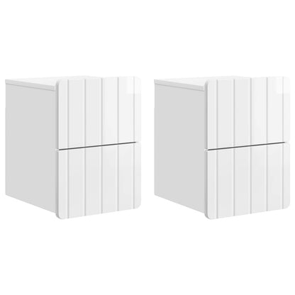 vidaXL Wall-Mounted Bedside Cabinet with Drawer 2 pcs High Gloss White