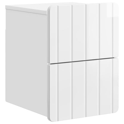vidaXL Wall-Mounted Bedside Cabinet with Drawer 2 pcs High Gloss White
