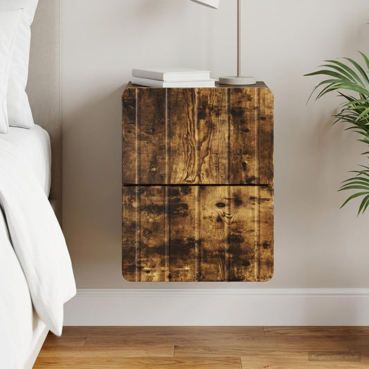 vidaXL Wall-Mounted Bedside Cabinet Smoked Oak 33 x 34.5 x 43 cm