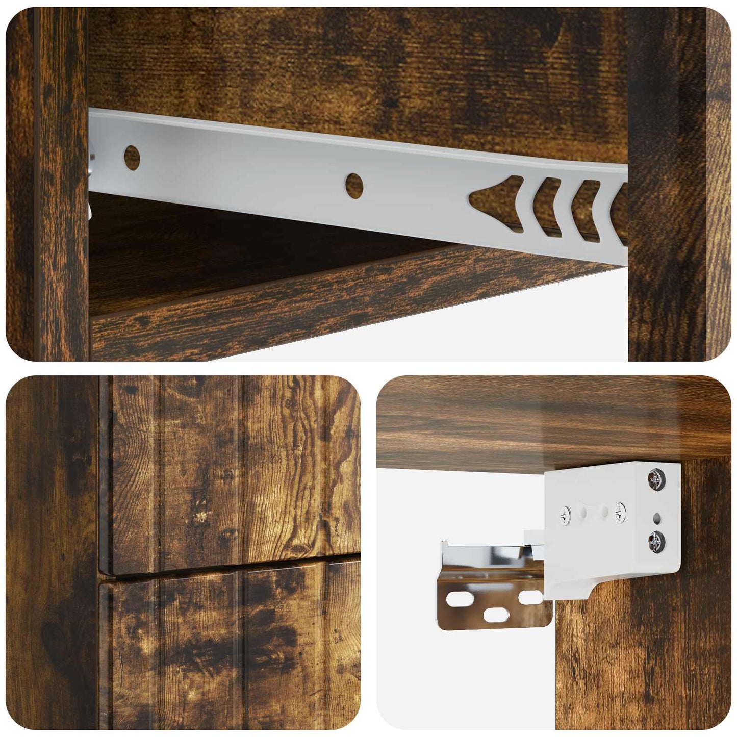 vidaXL Wall-Mounted Bedside Cabinet 2 pcs Smoked Oak 33 x 34.5 x 43 cm