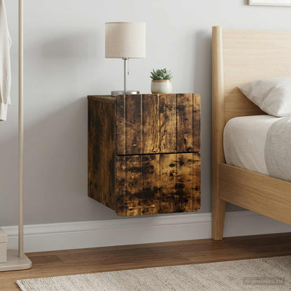 vidaXL Wall-Mounted Bedside Cabinet 2 pcs Smoked Oak 33 x 34.5 x 43 cm