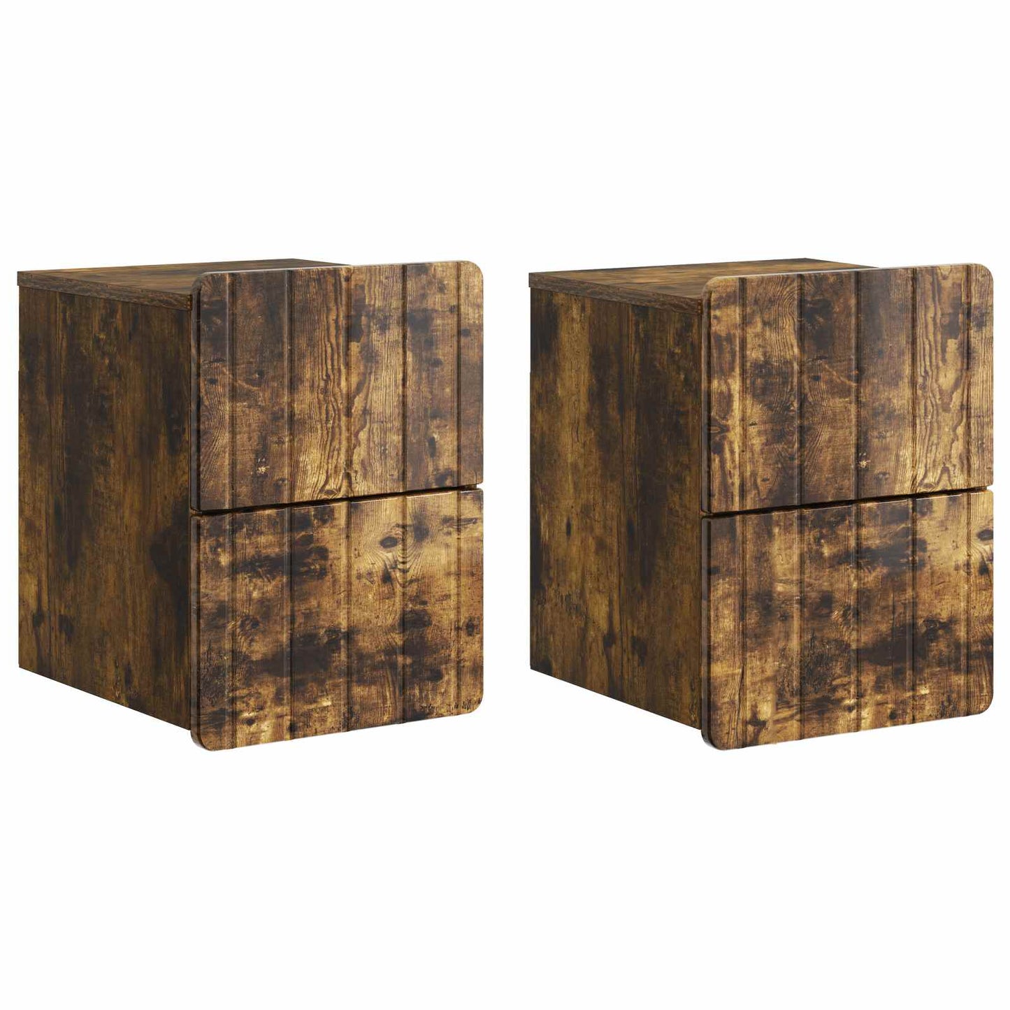 vidaXL Wall-Mounted Bedside Cabinet 2 pcs Smoked Oak 33 x 34.5 x 43 cm