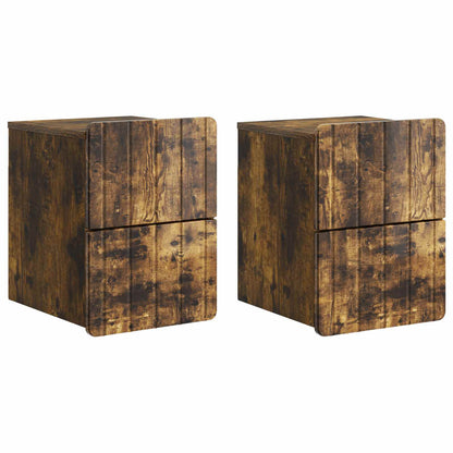 vidaXL Wall-Mounted Bedside Cabinet 2 pcs Smoked Oak 33 x 34.5 x 43 cm